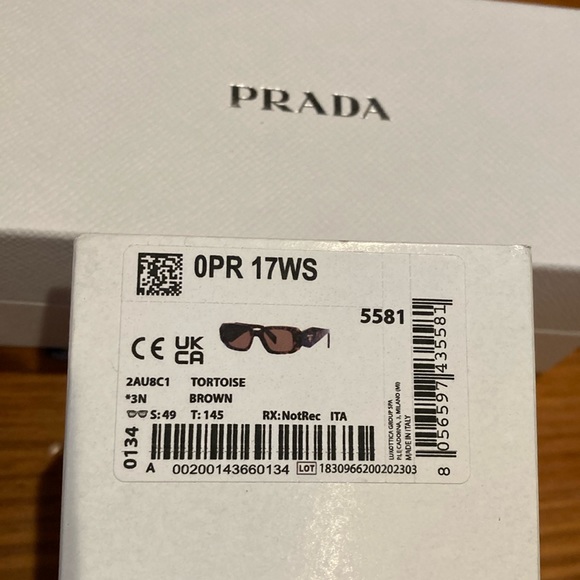 New! PRADA Tortoise & Brown Eyewear Sculto Reo Logo Sunglasses - Picture 8 of 16